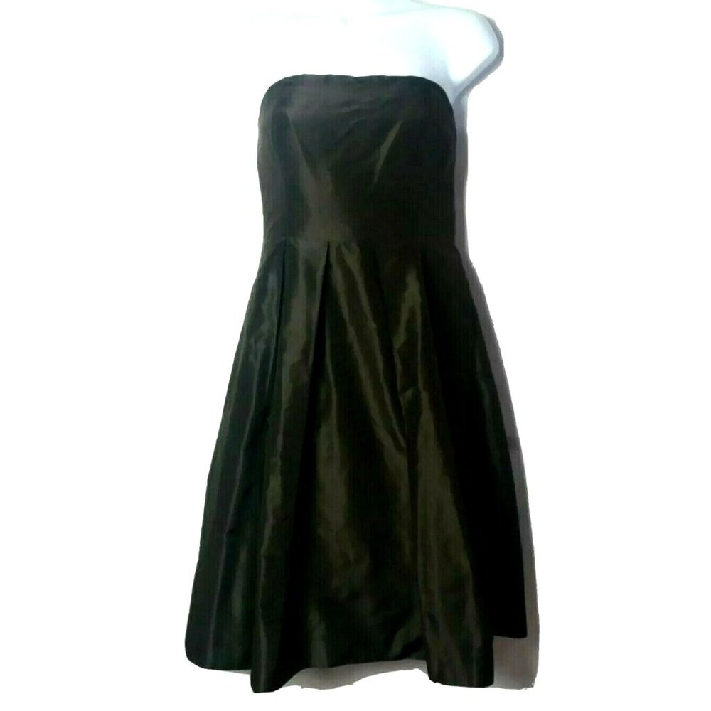 Elegant Brown Strapless Dress Women Sze 2 Silk Formal Bridesmaid Preppy Romantic